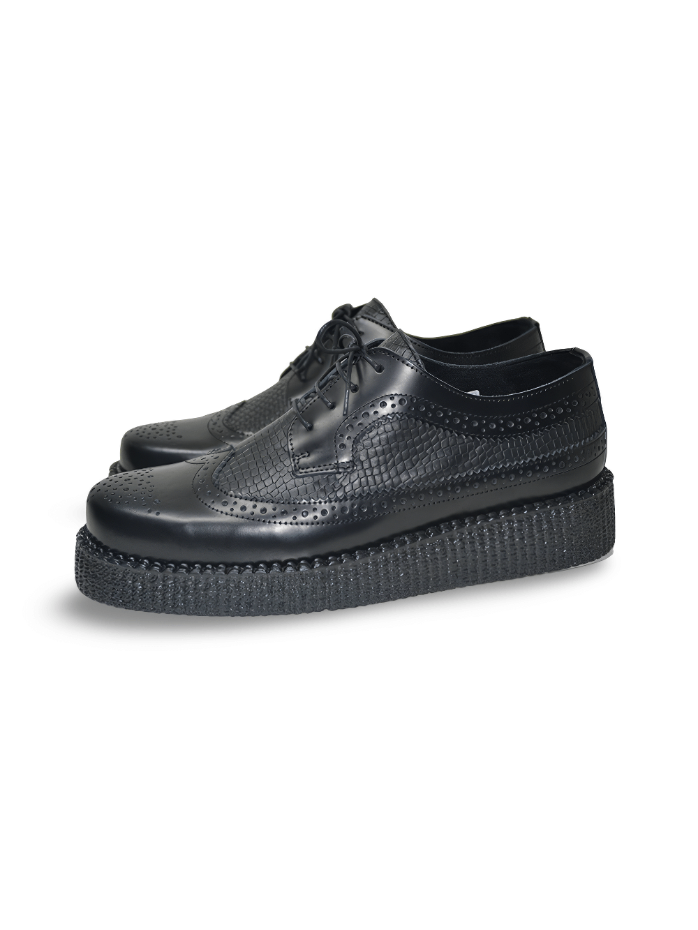Unisex-Derby-Schuhe aus schwarzem Leder zum Schnüren mit Gummisohle