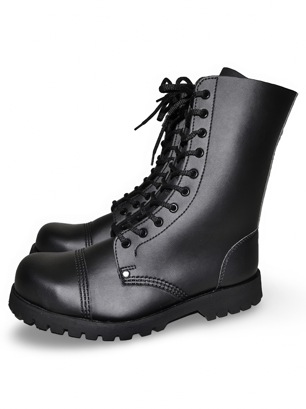 Unisex Black Steel-Toe Boots with Lace-Up Closure