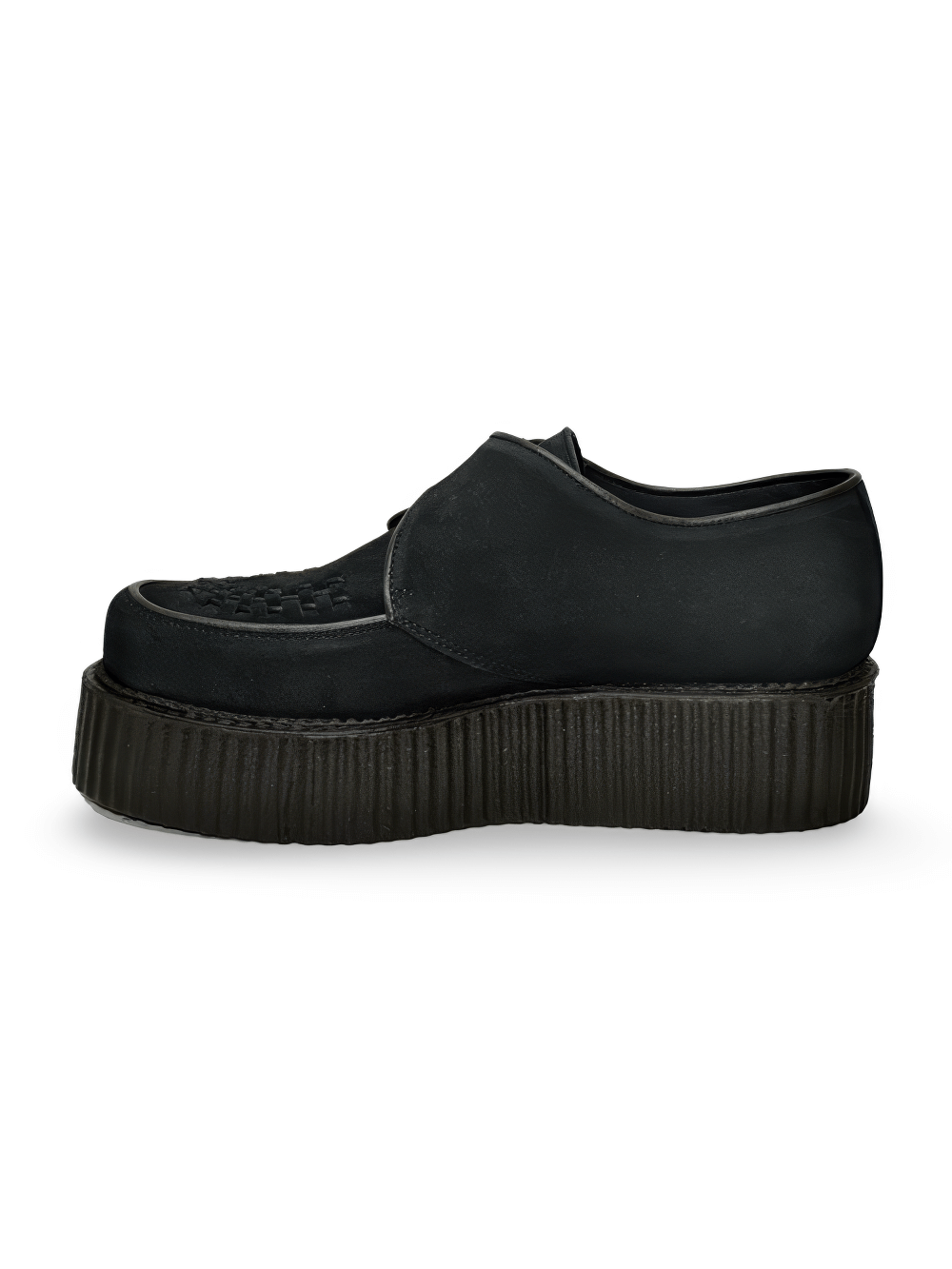 Unisex Black Suede Platform Creepers with Buckle