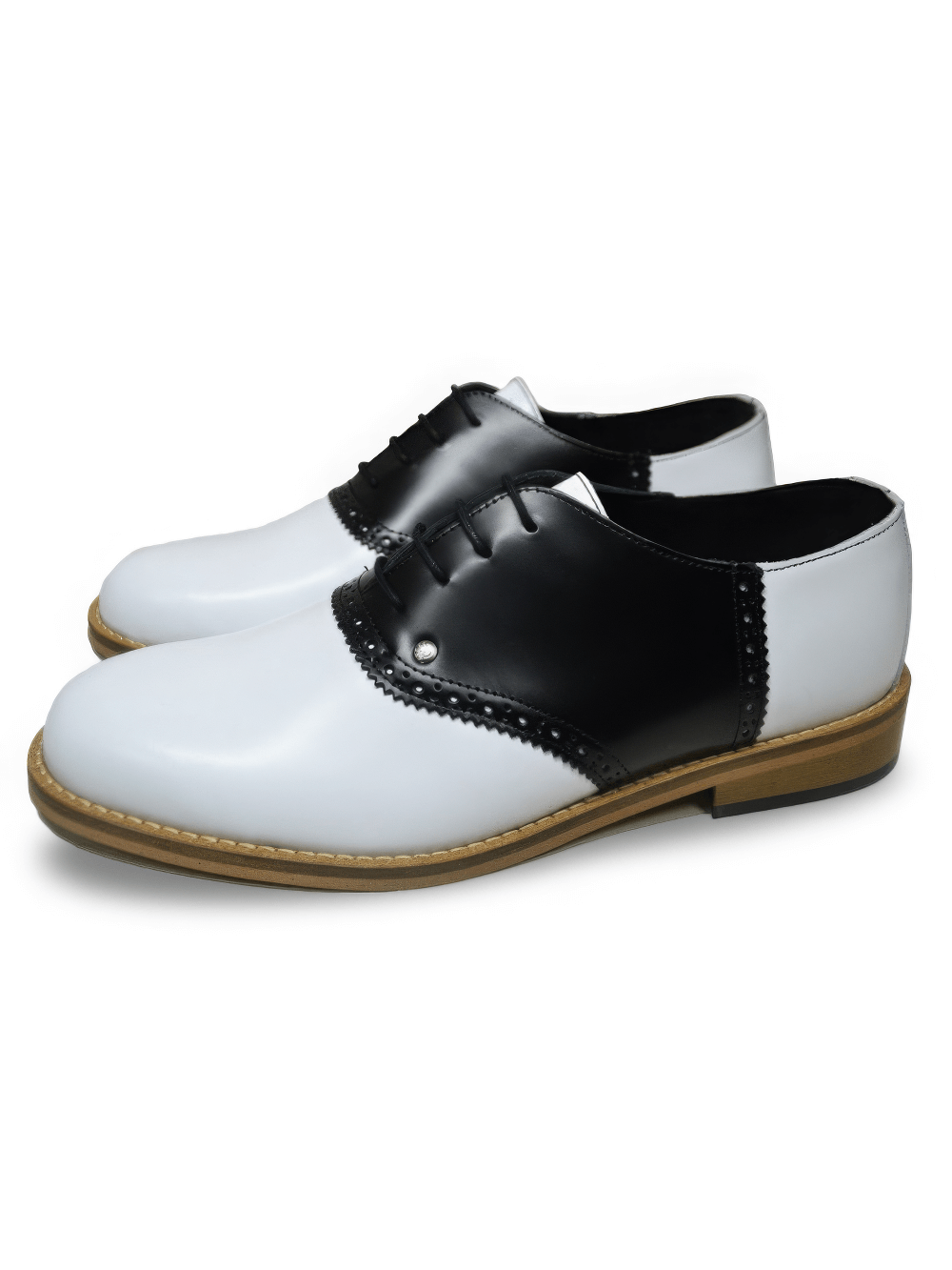 Unisex Black-White Lace-Up Bowling Shoes with Flat Sole