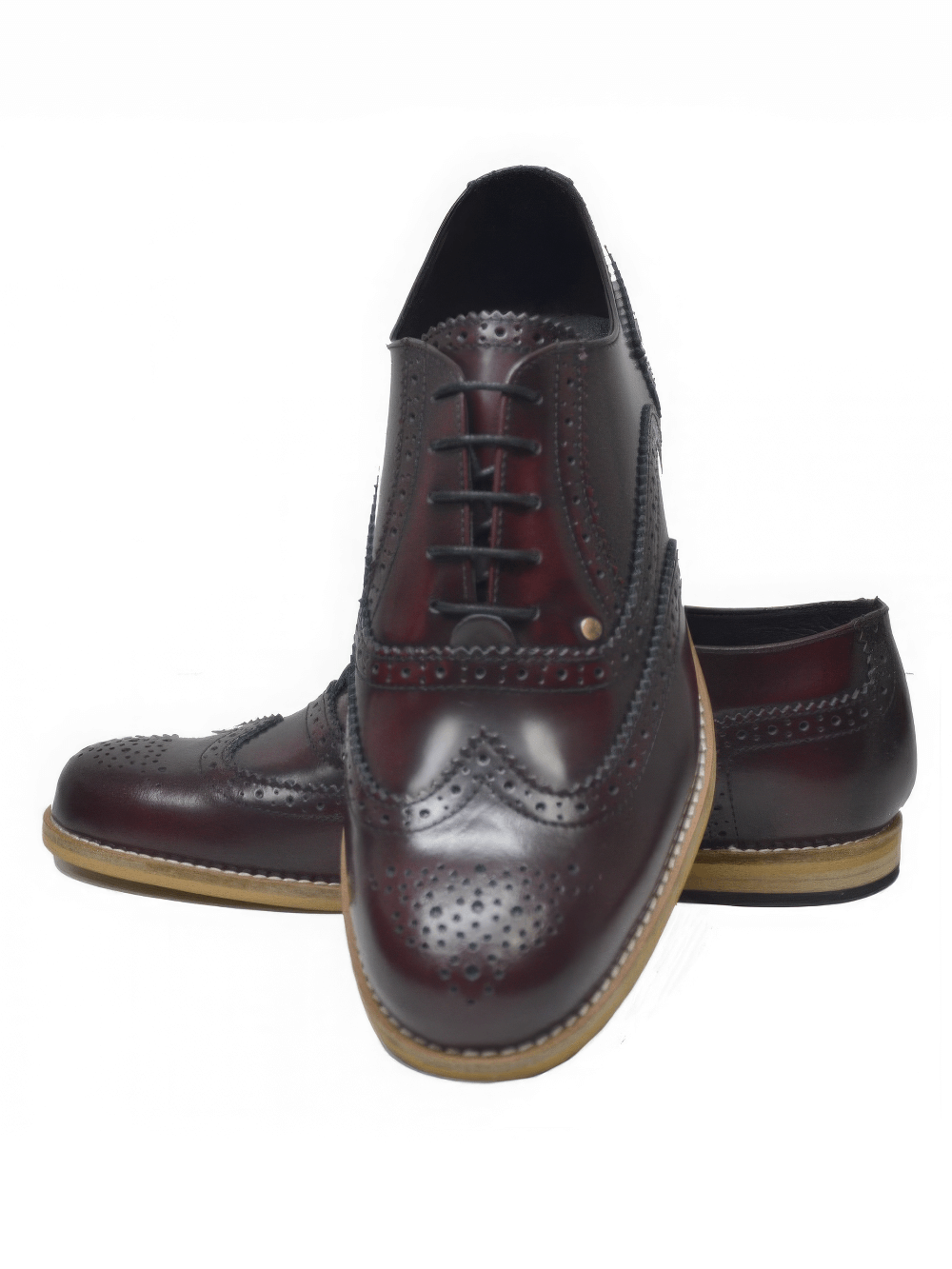 Unisex Burgundy Leather Oxford Shoes with Flat Neolite Sole