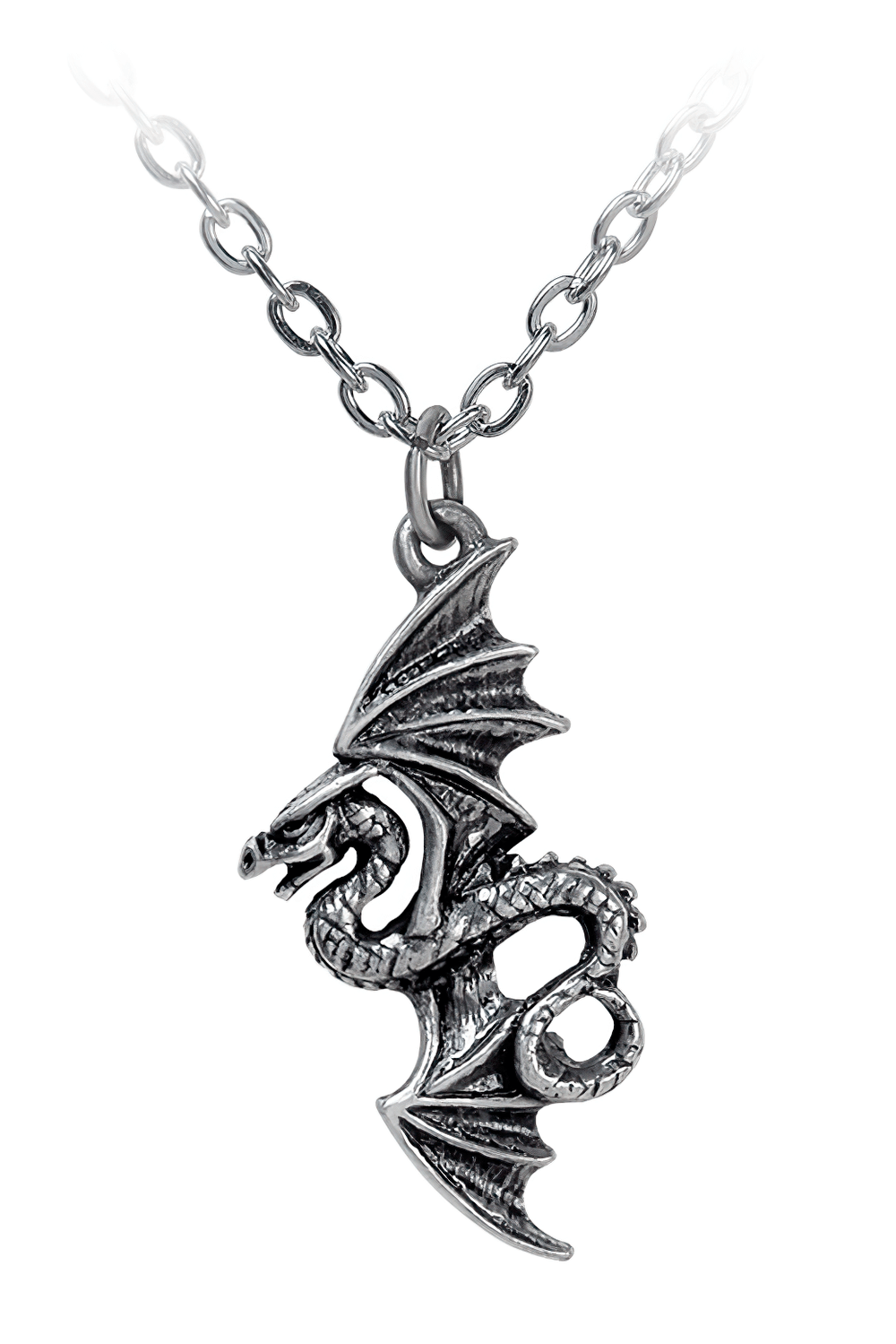 Unisex Dark Gothic Flight of Airus Dragon Pendant in detailed silver design, symbolizing power and freedom.