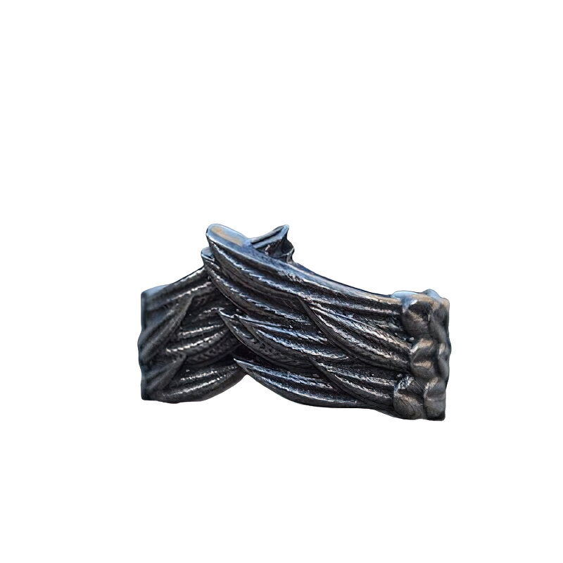 Unisex Dark Gray Ring / Aesthetic Wings Ring / Vintage Rock Style Jewelry - HARD'N'HEAVY