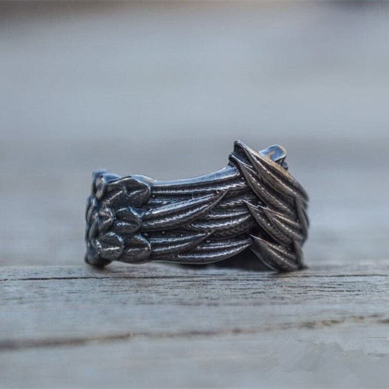 Unisex Dark Gray Ring / Aesthetic Wings Ring / Vintage Rock Style Jewelry - HARD'N'HEAVY