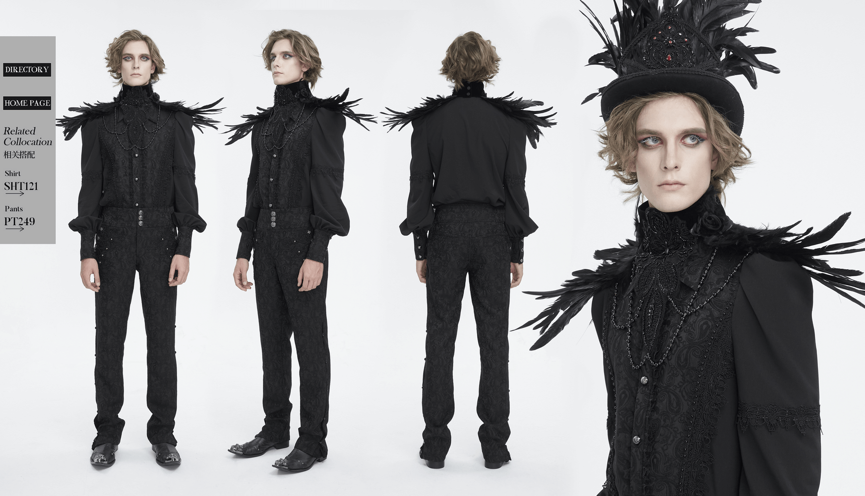 Unisex Gothic beaded feather collar with a Victorian-inspired design, featuring luxurious black feathers and intricate details.