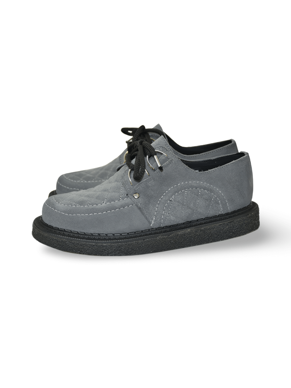 Unisex Gray Suede Lace-Up Creepers in Rockabilly Style