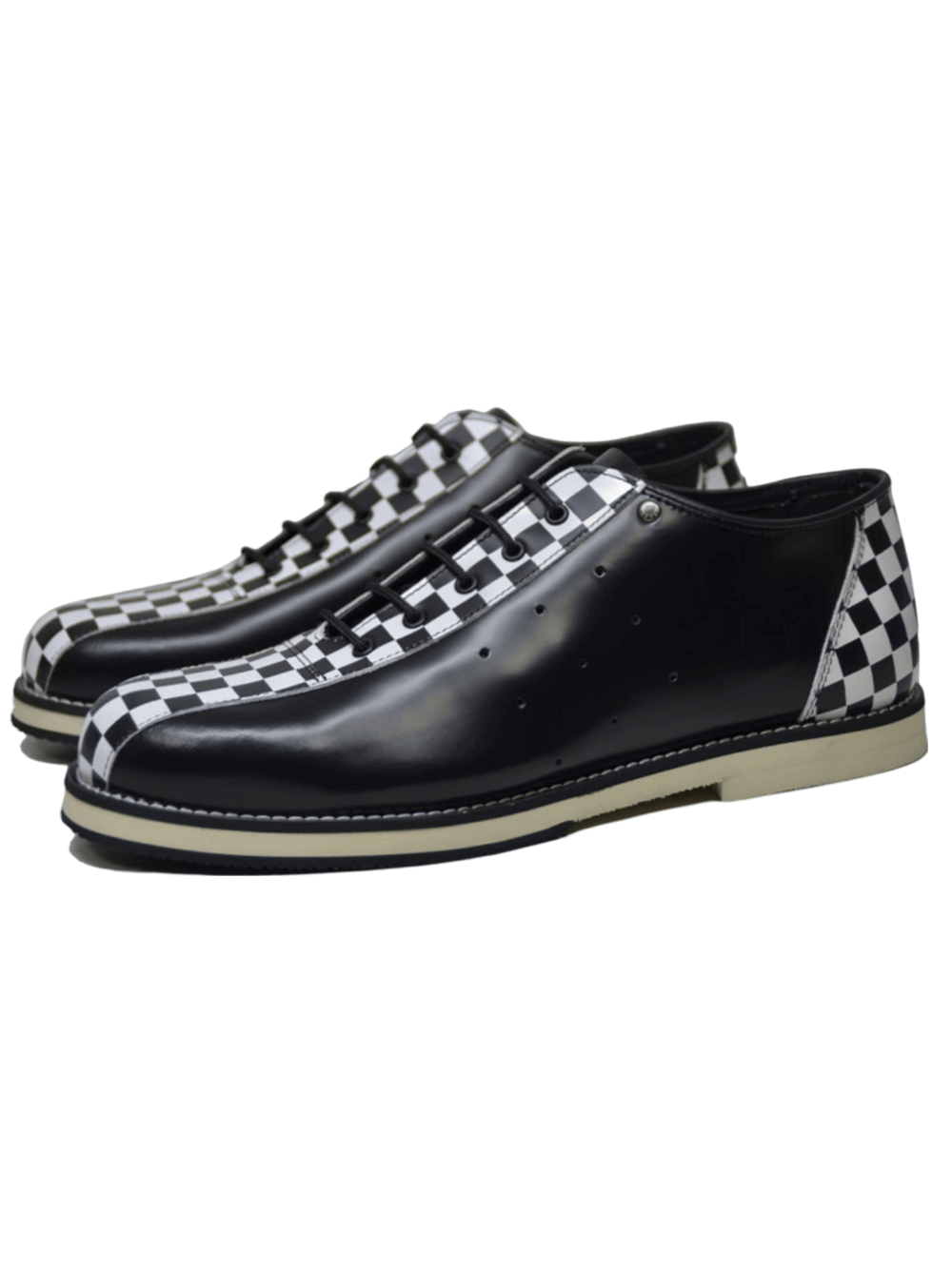 Unisex Lace-Up Bowling Shoes in Black and White