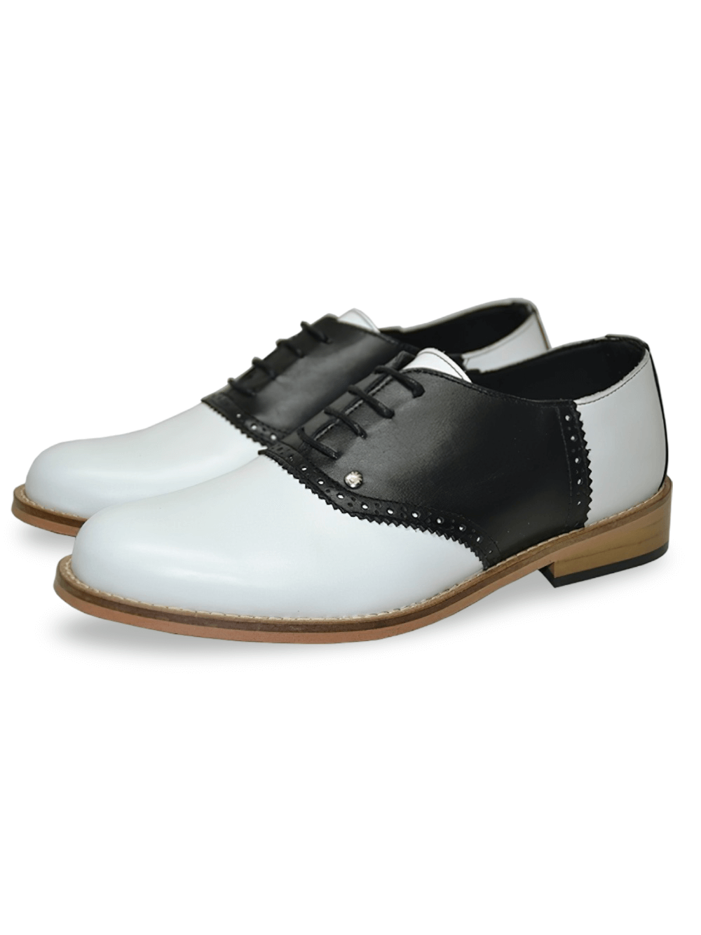 Unisex Lace-Up Flat Bowling Shoes in Grained Leather