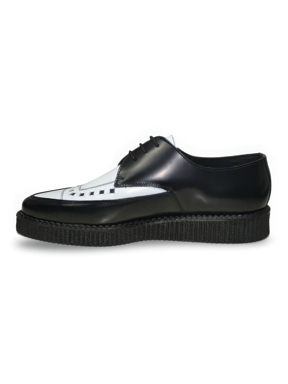 Unisex Lace-Up Pointed Creepers in Classic Black and White
