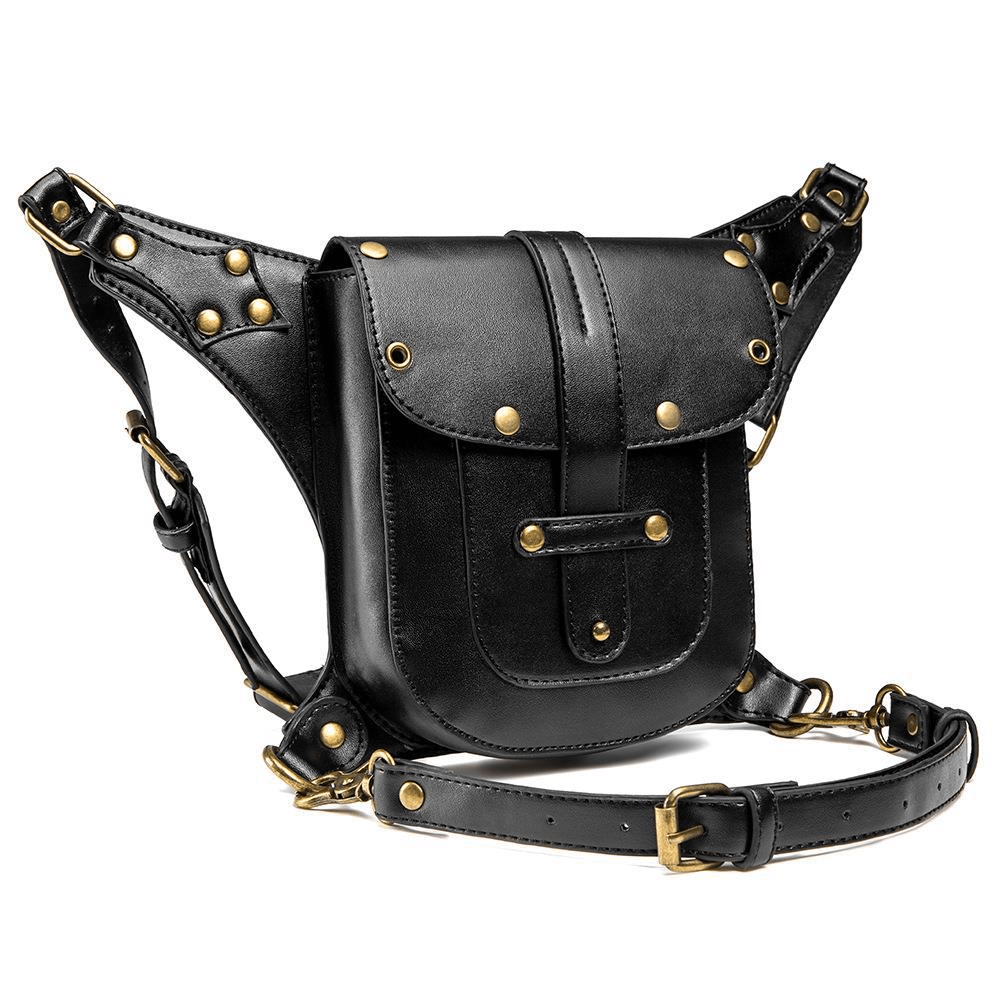 Unisex Punk Belt Bag with Rivets / Steampunk Crossbody Mini Bag - HARD'N'HEAVY