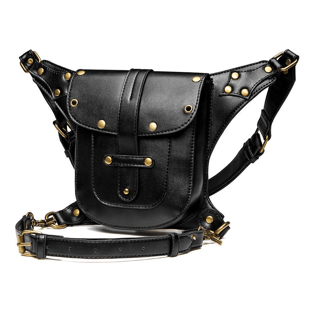 Unisex Punk Belt Bag with Rivets / Steampunk Crossbody Mini Bag - HARD'N'HEAVY