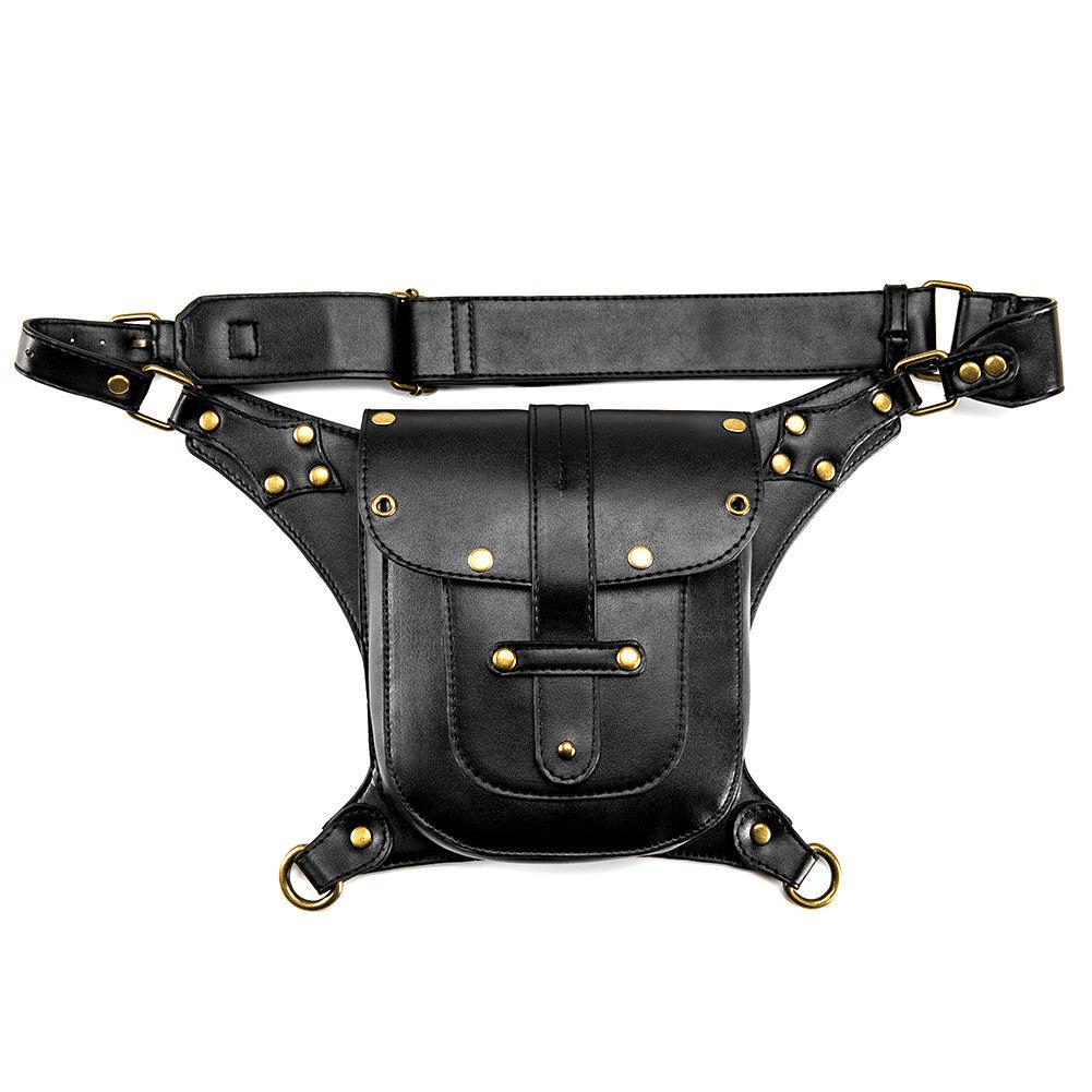 Unisex Punk Belt Bag with Rivets / Steampunk Crossbody Mini Bag - HARD'N'HEAVY