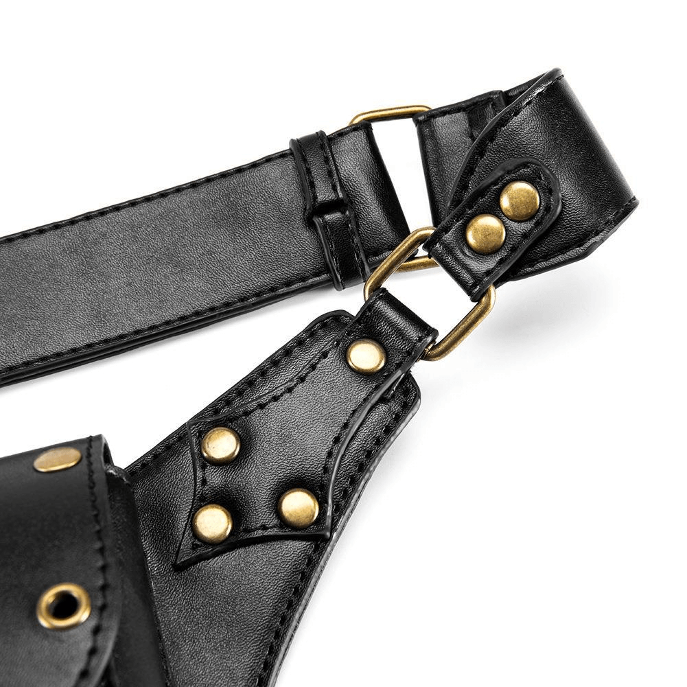 Unisex Punk Belt Bag with Rivets / Steampunk Crossbody Mini Bag - HARD'N'HEAVY