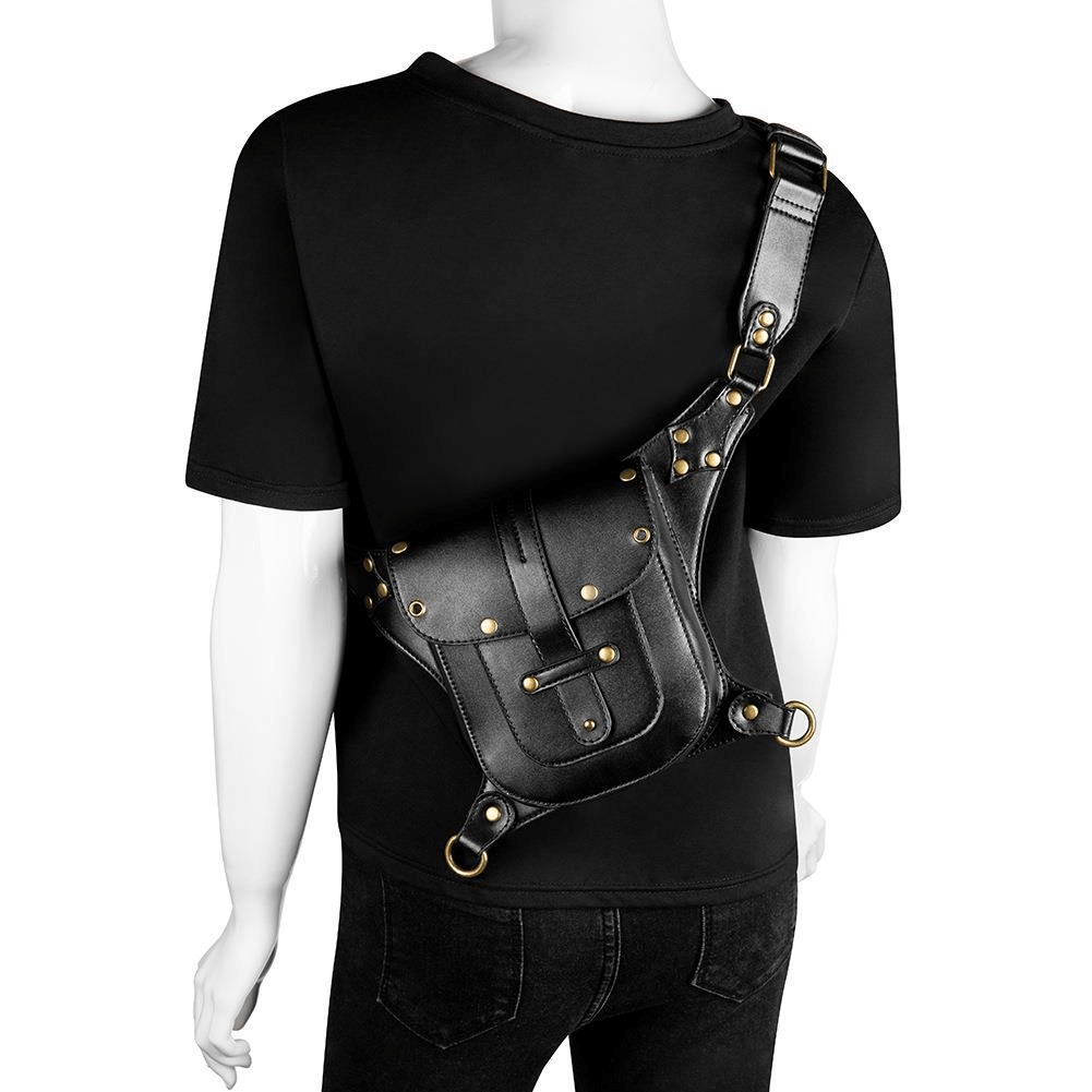 Unisex Punk Belt Bag with Rivets / Steampunk Crossbody Mini Bag - HARD'N'HEAVY