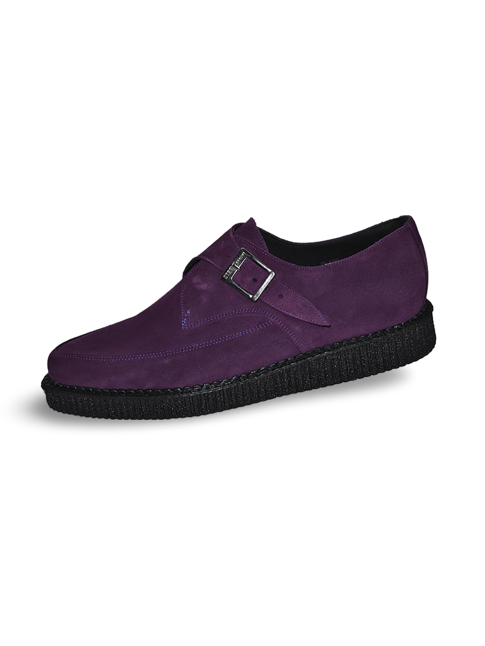 Unisex Purple Suede Pointed Creepers with Buckle