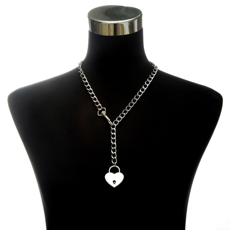 Unisex Silver Chain Chokers Necklace / Fasion Gothic Necklace with Lock - HARD'N'HEAVY