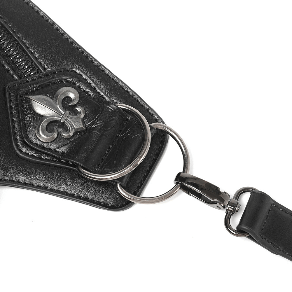 Unisex Skull Studded Chain Waist Bag / Steampunk Faux Leather Bag - HARD'N'HEAVY