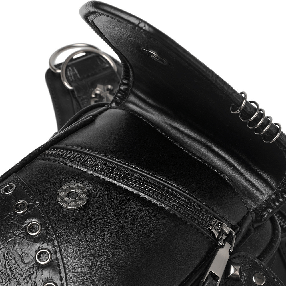 Unisex Skull Studded Chain Waist Bag / Steampunk Faux Leather Bag - HARD'N'HEAVY