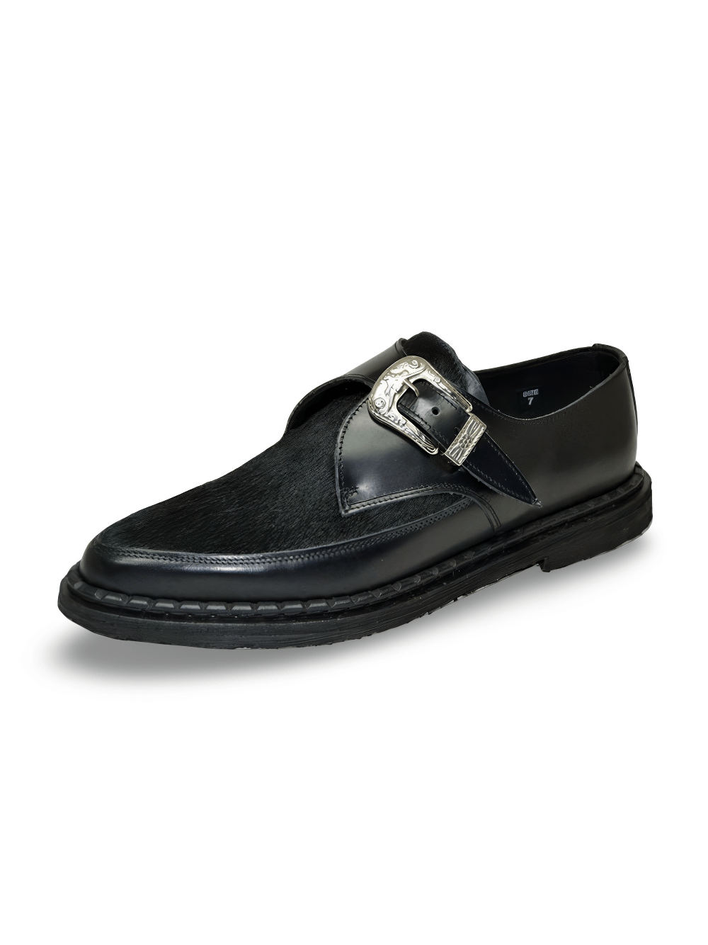 Unisex Sleek Black Pointed Dress Shoes with Buckle