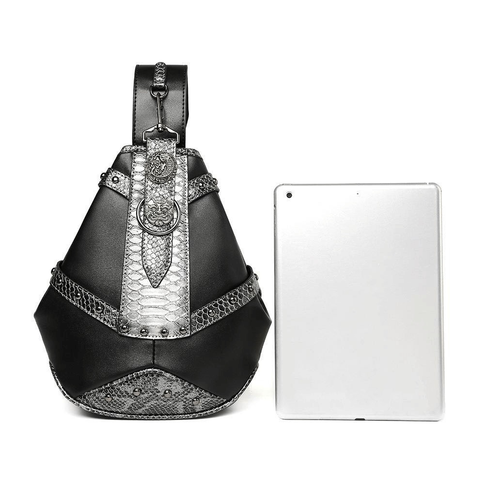 Unisex Steampunk Snakeskin Splice Shoulder Bag / Alternative Bag - HARD'N'HEAVY