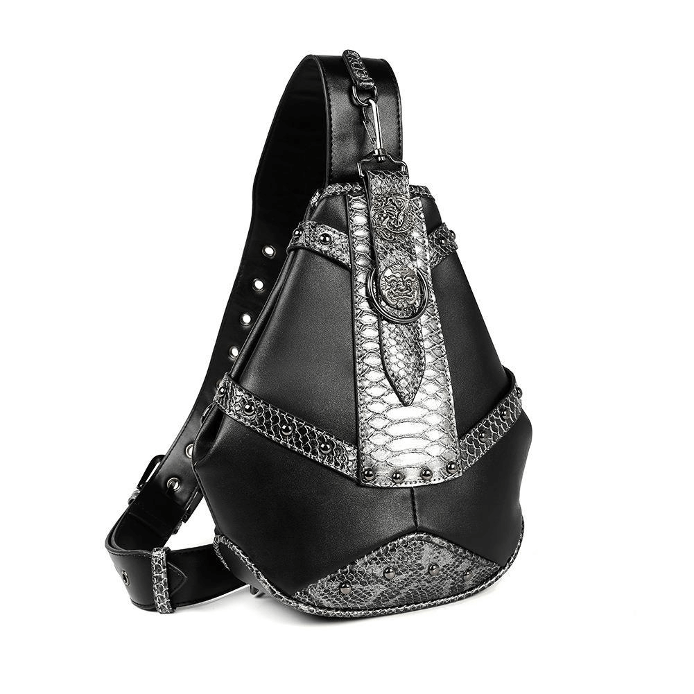 Unisex Steampunk Snakeskin Splice Shoulder Bag / Alternative Bag - HARD'N'HEAVY
