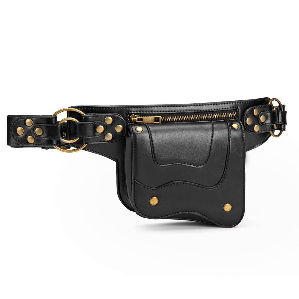 Unisex Steampunk Waist Bag / Travel Casual Crossobody Leather Bag - HARD'N'HEAVY