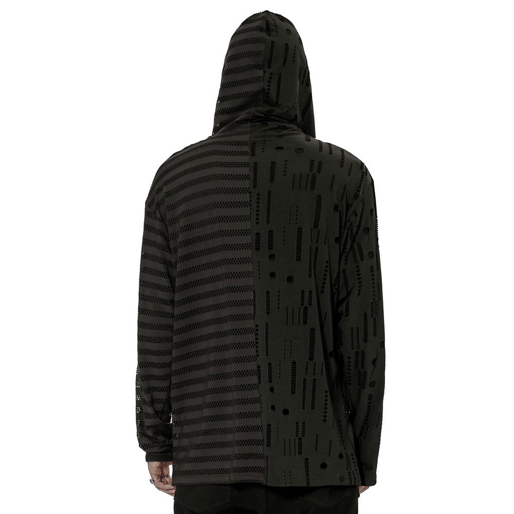 Urban Goth Daily Spliced Hoodie with Asymmetric Design - HARD'N'HEAVY