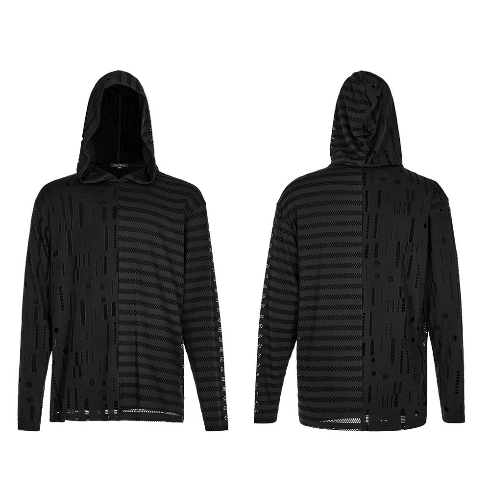 Urban Goth Daily Spliced Hoodie with Asymmetric Design - HARD'N'HEAVY