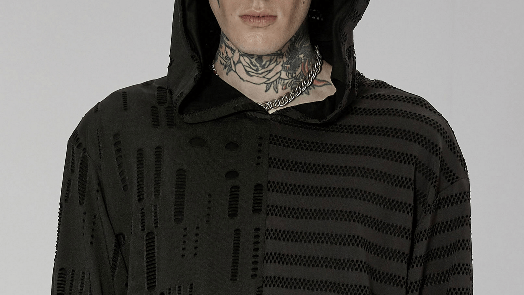 Urban Goth Daily Spliced Hoodie with Asymmetric Design - HARD'N'HEAVY