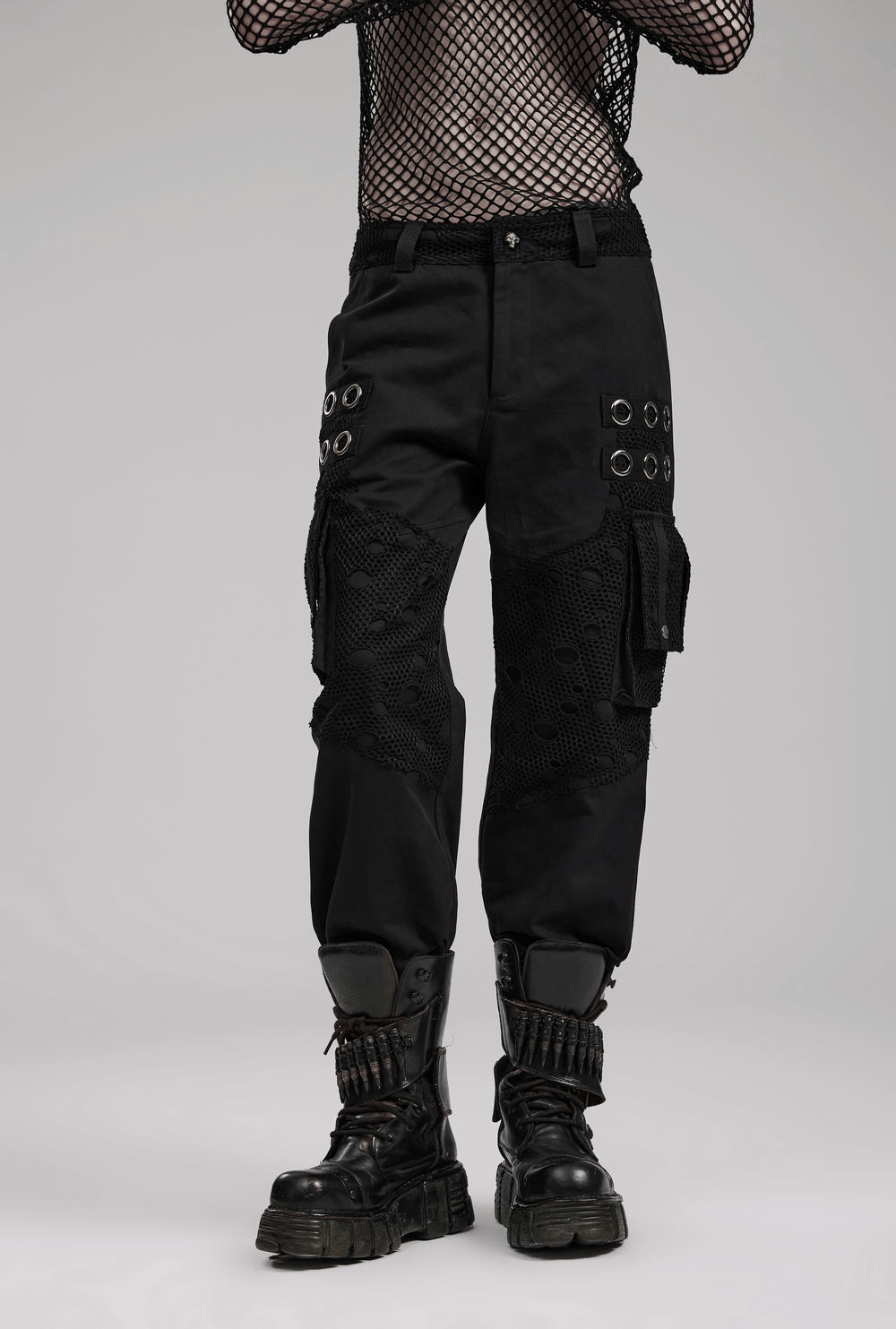 Urban Goth Mesh-Paneled Utility Trousers - HARD'N'HEAVY