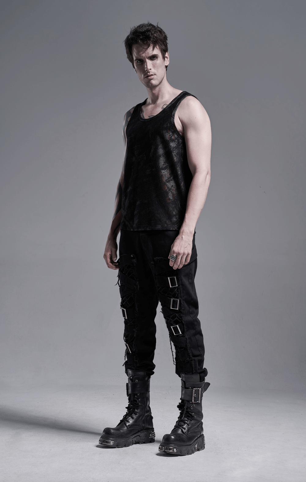 Urban Gothic Buckled Strap-Detailed Cargo Pants