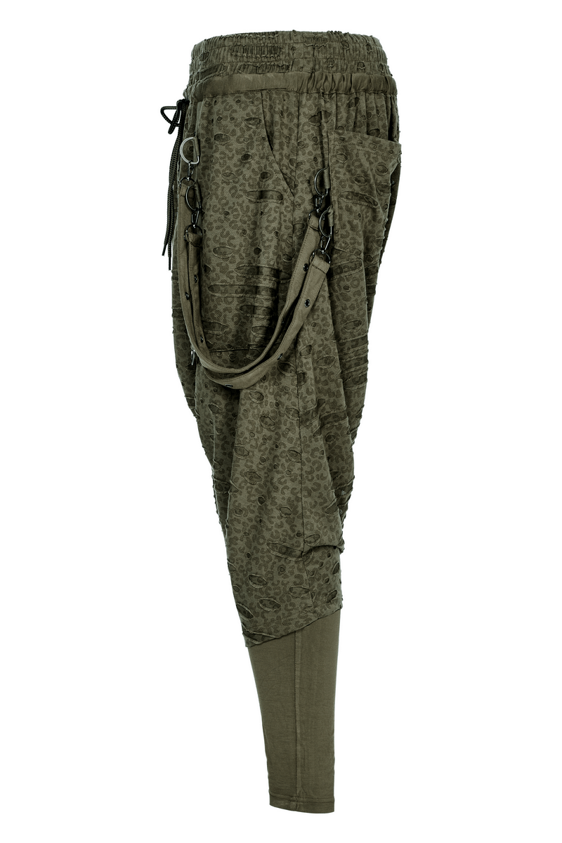 Urban Gothic harem pants featuring detachable straps, a loose fit, and trendy design for an edgy look.