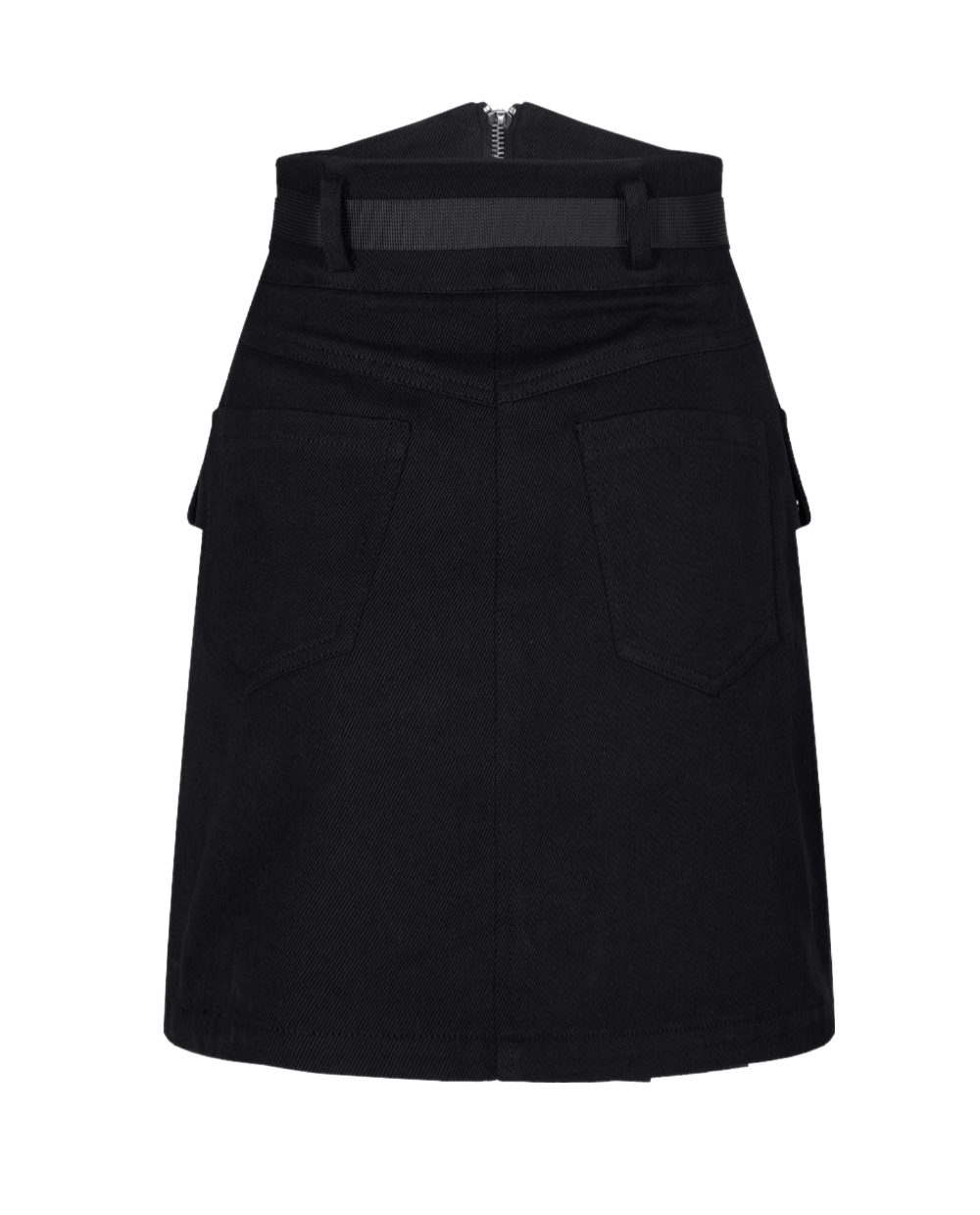 Urban Punk Zip-Front High-Waist Straight Denim Skirt