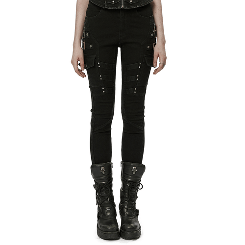 Jean skinny zippé Urban Punk avec boucles utilitaires