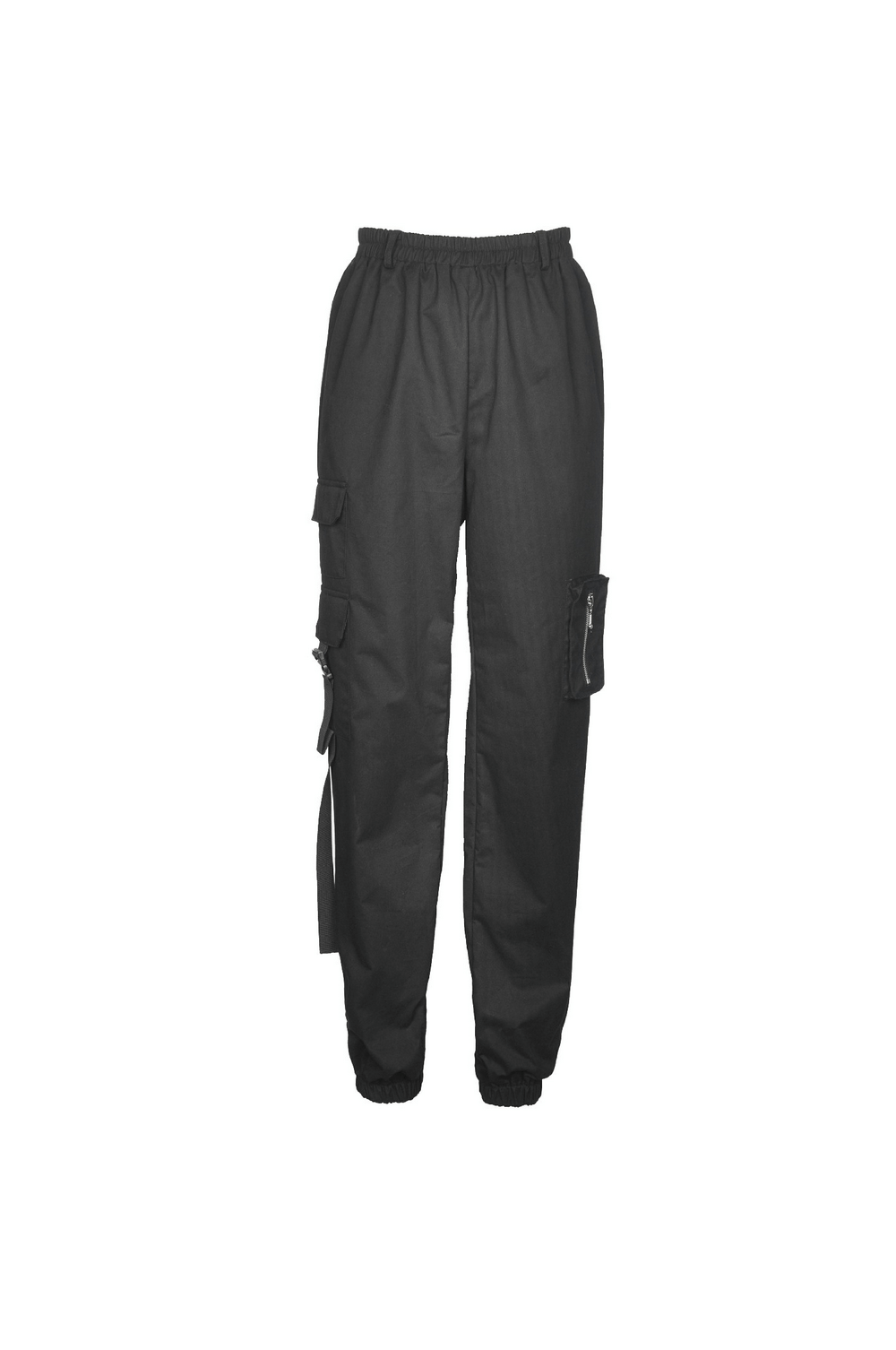 Urban-Style Black Cargo Pants with Spacious Pockets