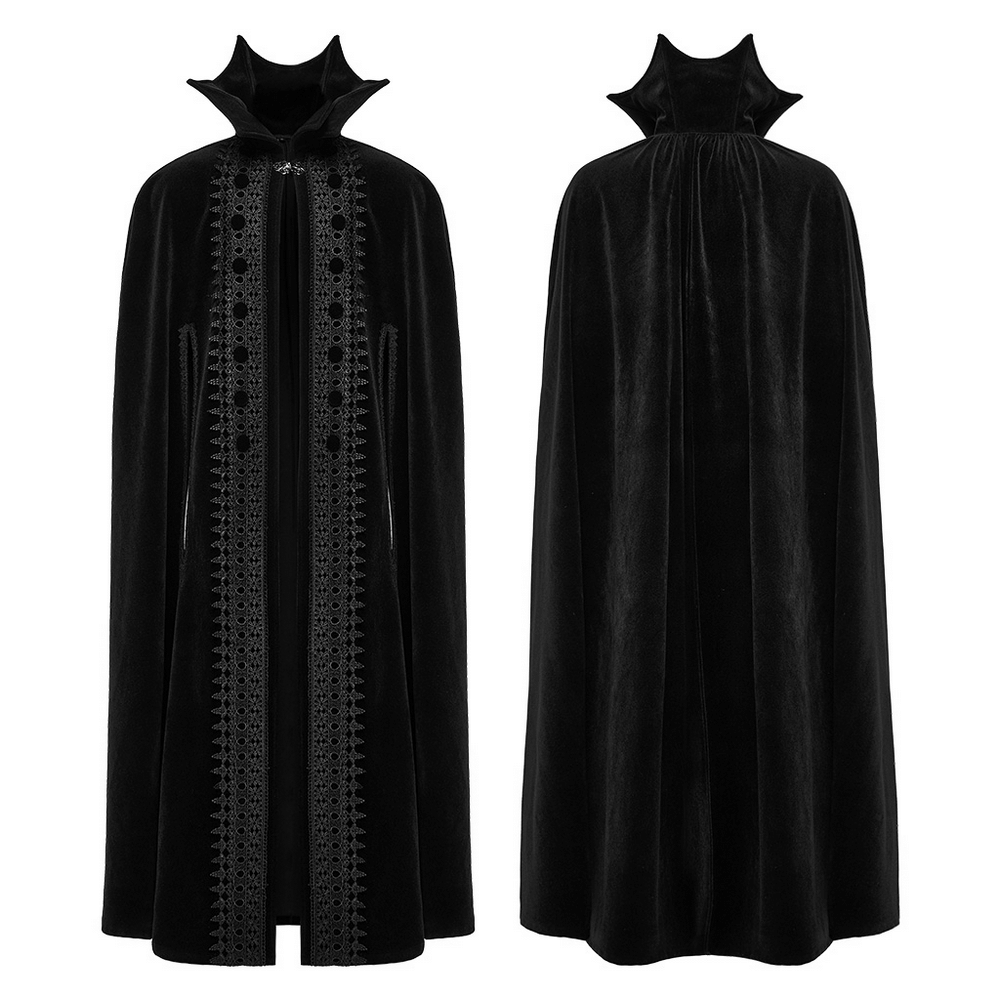 Velvet Batwing Cloak with Lace Detailing and Buckle - HARD'N'HEAVY