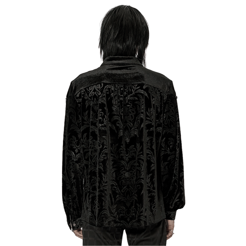 Velvet Embossed Gothic Shirt for Casual Wear - HARD'N'HEAVY