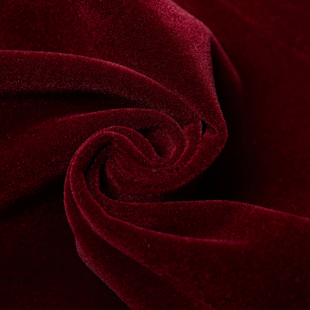 Luxurious deep burgundy velvet fabric, perfect for Victorian-inspired gothic fashion.