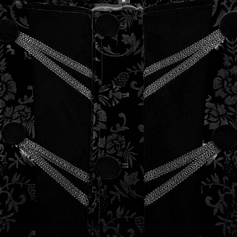 Velvet Gothic Long Coat with Lace Trim Detail - HARD'N'HEAVY