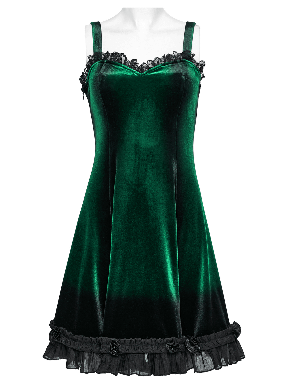 Velvet Gradient Printed Dress with Lace and Ruffle Details Velvet Gradient Printed Dress with Lace and Ruffle Details