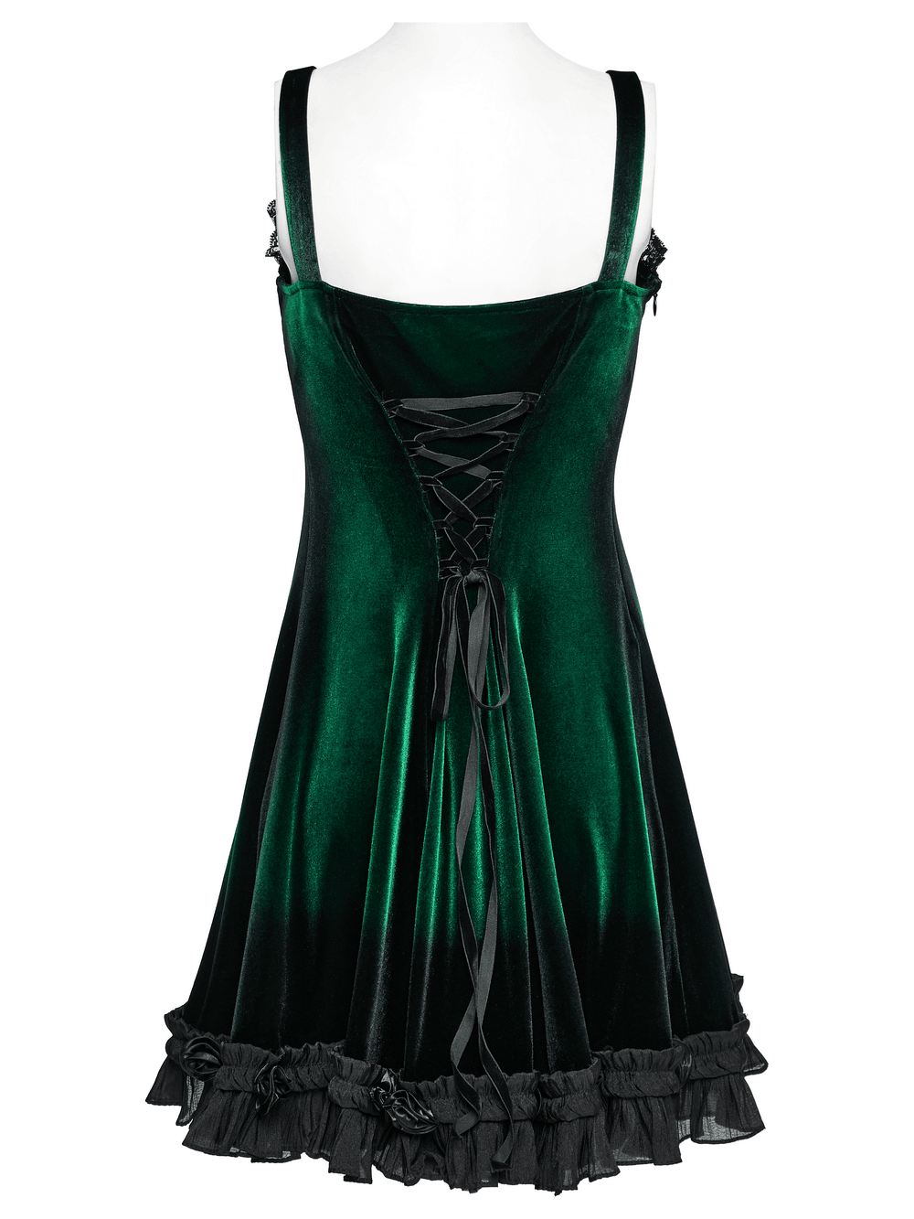 Velvet Gradient Printed Dress with Lace and Ruffle Details Velvet Gradient Printed Dress with Lace and Ruffle Details