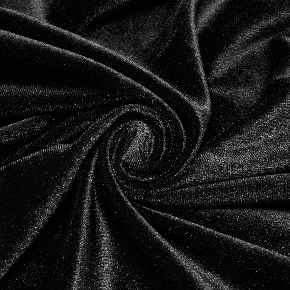 Close-up of soft black velvet fabric, perfect for crafting elegant costumes and capes.