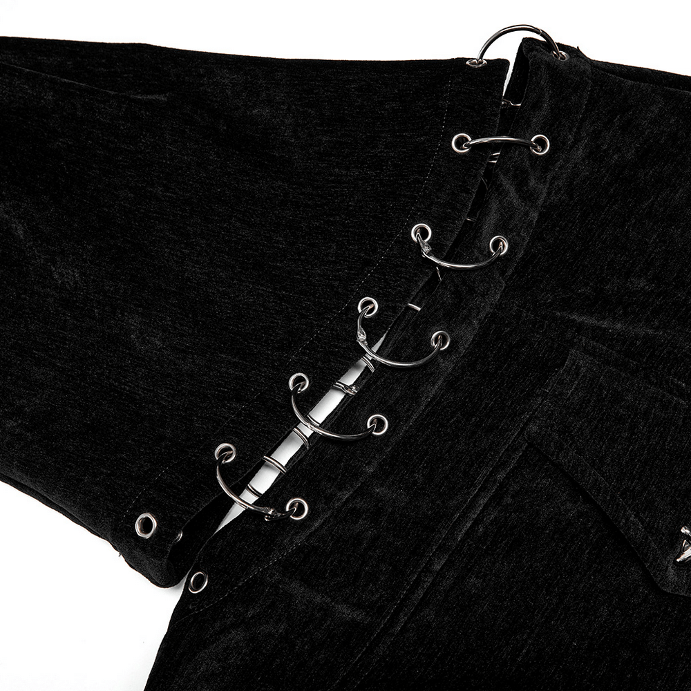Velvet Iron Rings Punk Shirt With Detachable Sleeves - HARD'N'HEAVY