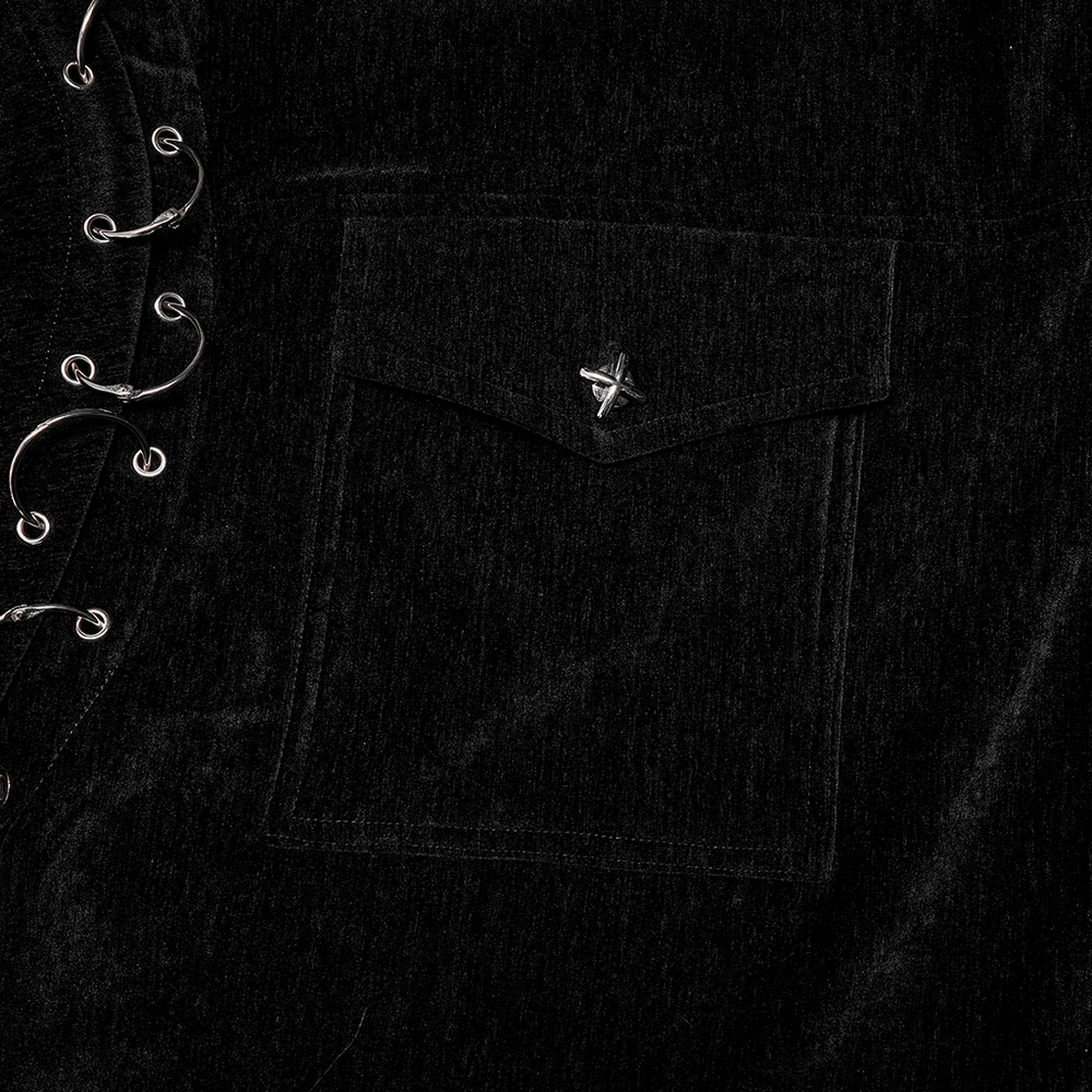 Velvet Iron Rings Punk Shirt With Detachable Sleeves - HARD'N'HEAVY