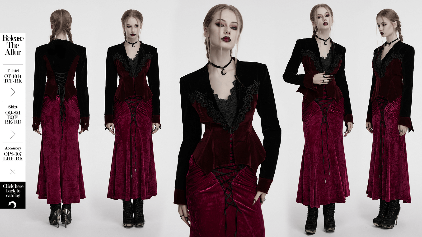 Gothic velvet lace-up bat hem jacket with vintage details and gemstone buckles, perfect for darkly elegant style.