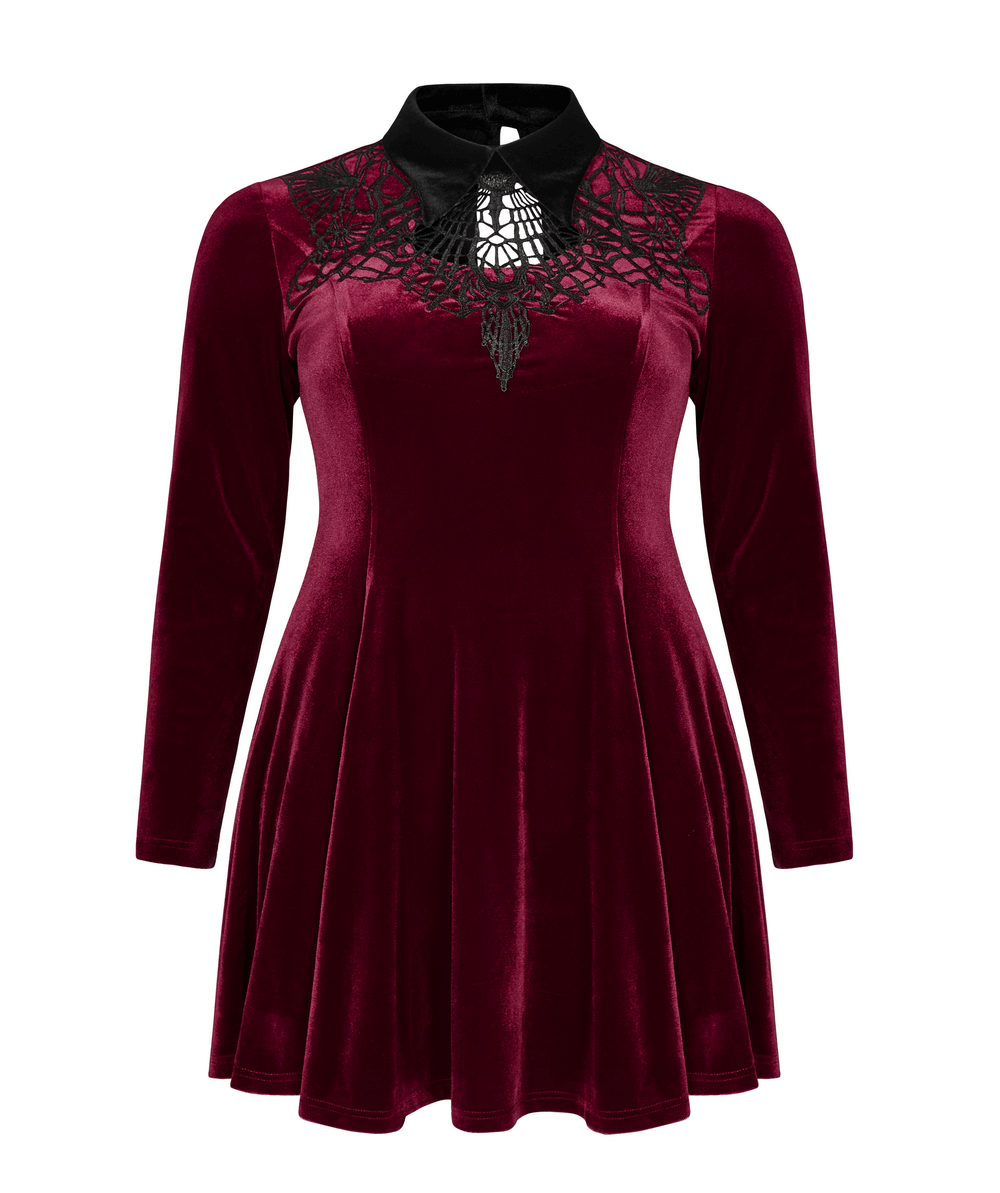 Velvet Lace-Up Dress - Gothic Elegance - HARD'N'HEAVY