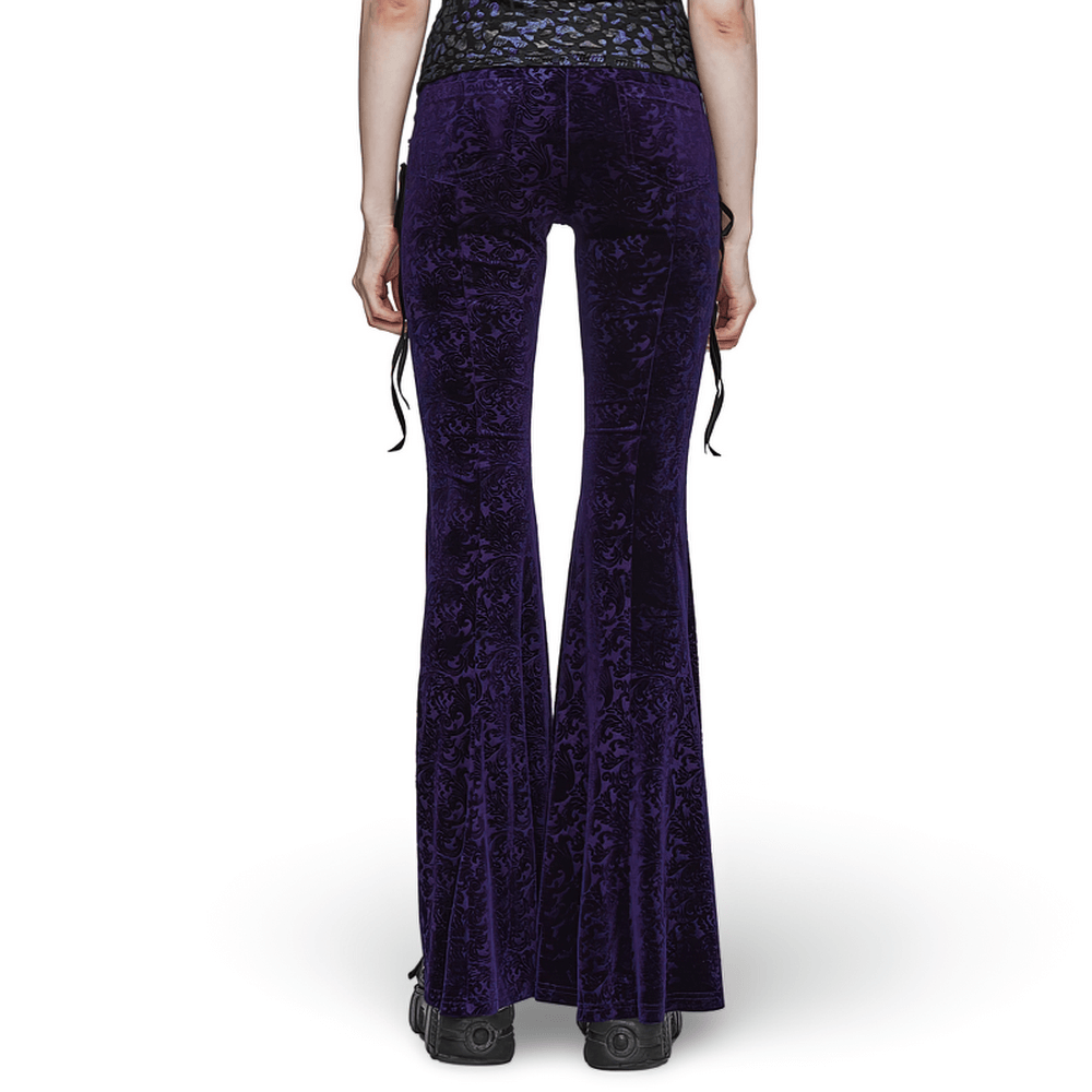 Velvet Lace-Up Flared Gothic Trousers - HARD'N'HEAVY