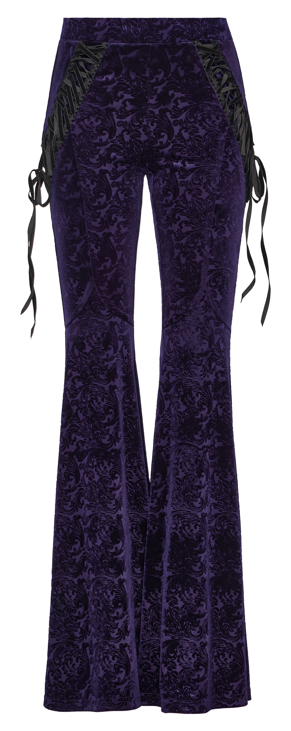 Velvet Lace-Up Flared Gothic Trousers - HARD'N'HEAVY