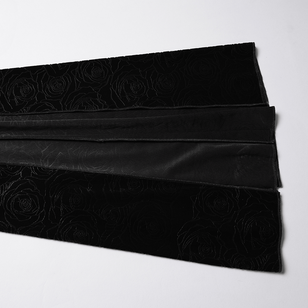 Close-up of luxurious rose velvet fabric featured in the Velvet Long Dress with Gem Appliqué and Flared Sleeves.