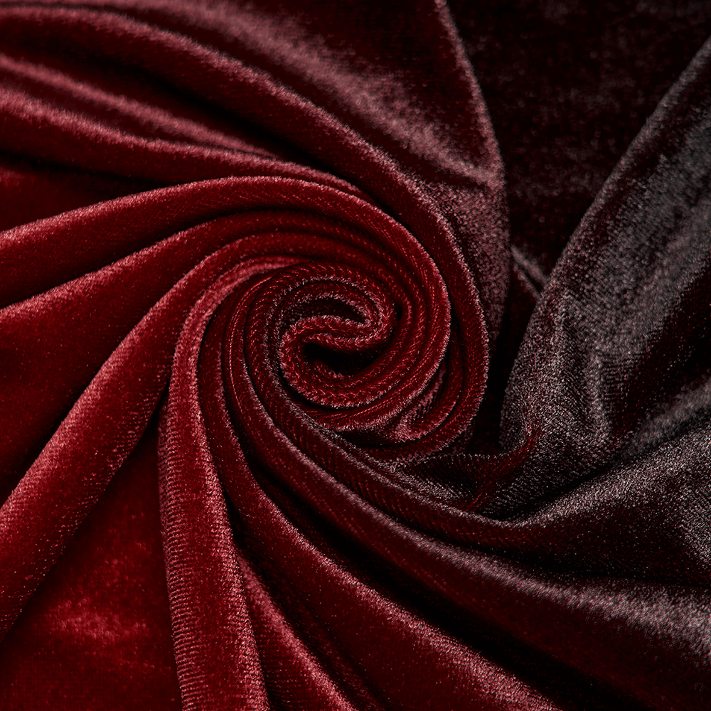 Velvet Off-Shoulder Red Gradient Medieval Dress - HARD'N'HEAVY